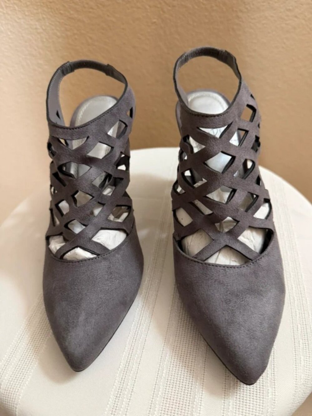 Impo pointed cage sling back heels